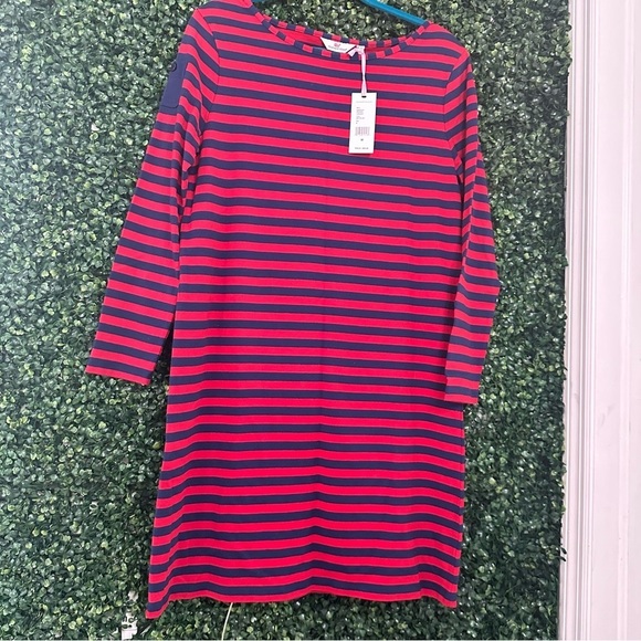Vineyard Vines Long-Sleeve Red Stripe Knit Dress Size M - Picture 3 of 9